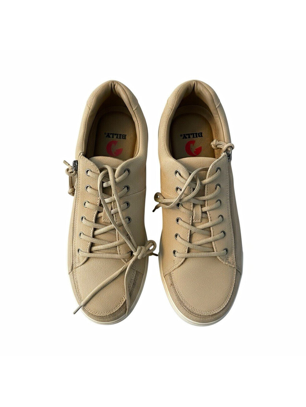Billy Footwear Comfort Suede Low-Top Adaptive Beige Lace-Up Sneaker 9.5W